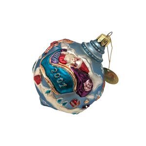 2001 Santa's Best European Blown Glass Christmas Ornament SANTA SLEIGH‎ RIDE